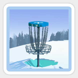 Disc Golf on a Snowy Winter Day Sticker